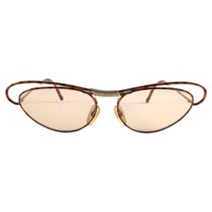 Neu Vintage Christian Lacroix Katzenauge Gold Bernstein 7355 41 1980 Frankreich Sonnenbrille