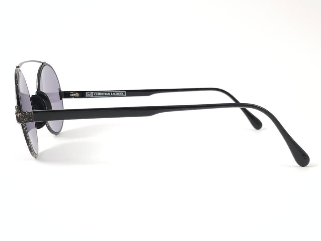 Neu Vintage Christian Lacroix Vintage-Sonnenbrille mit runden schwarzen Akzenten, 1980, Frankreich, Vintage im Angebot 5