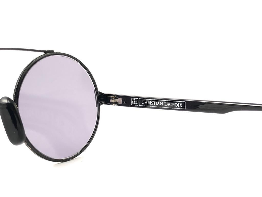 New Vintage Christian Lacroix Round Black Accents 1980 France Sunglasses For Sale 5