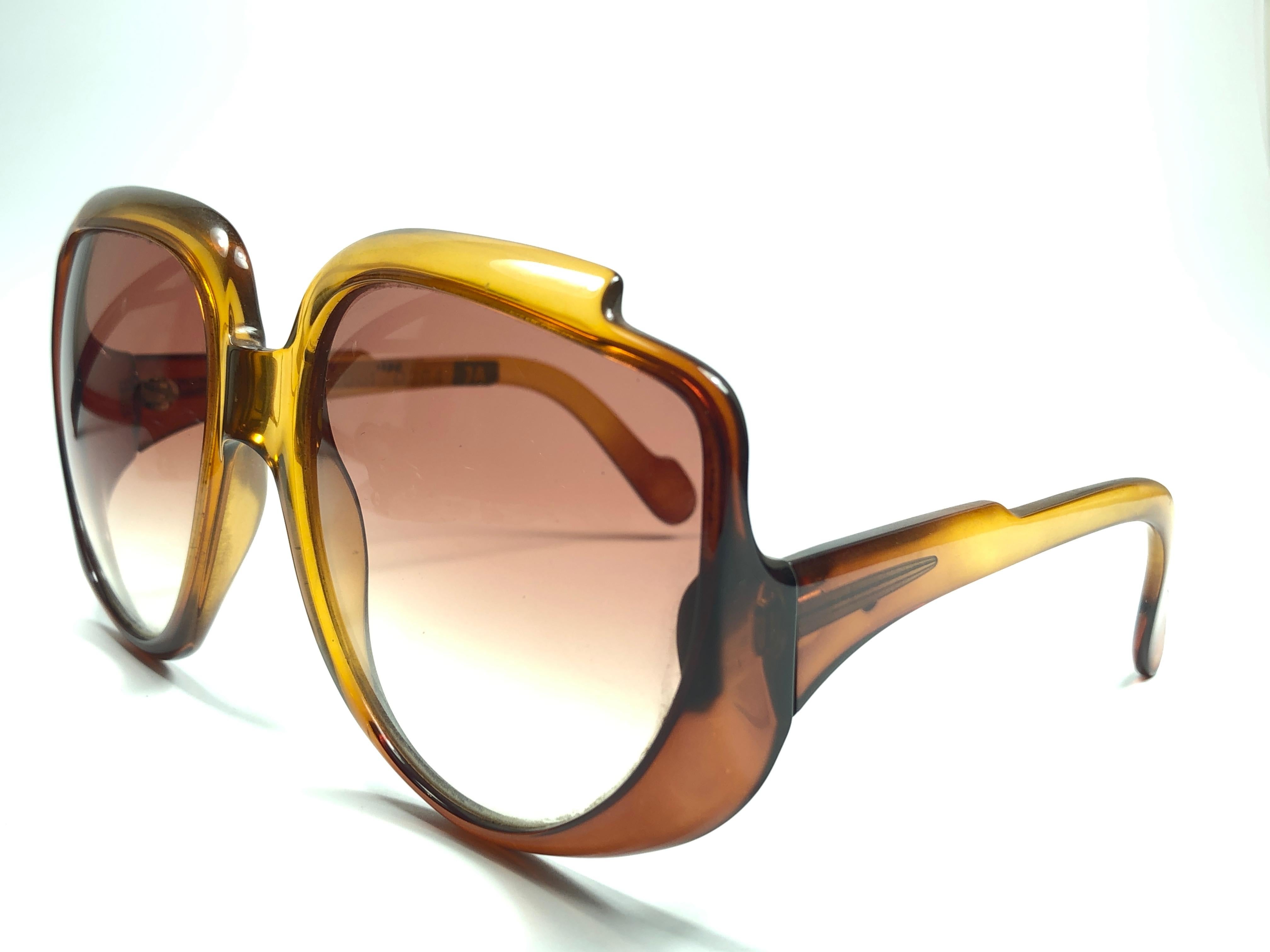 Brown New Vintage Cobra Optyl 3001 Ombre Amber Oversized Optyl Sunglasses