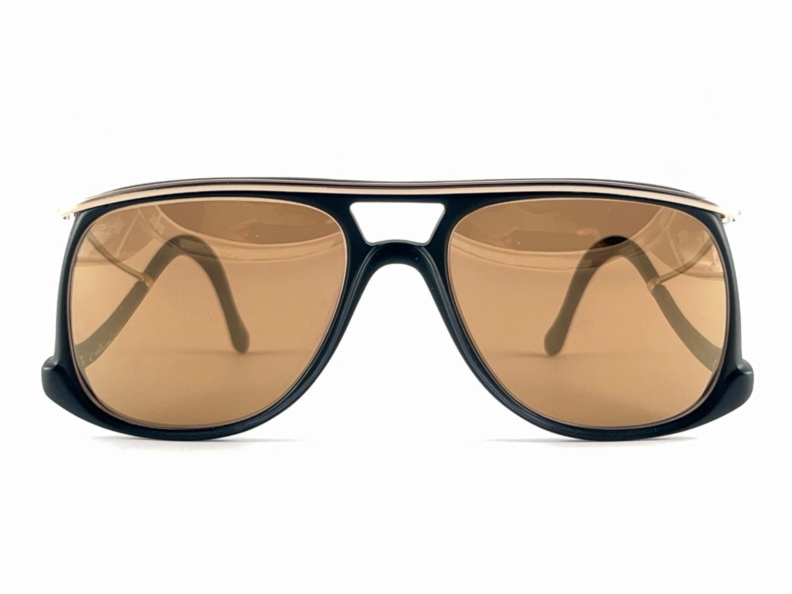 New Vintage Colani Design Black Gold Mirror Lenses Italy 1980's Sunglasses   For Sale 9