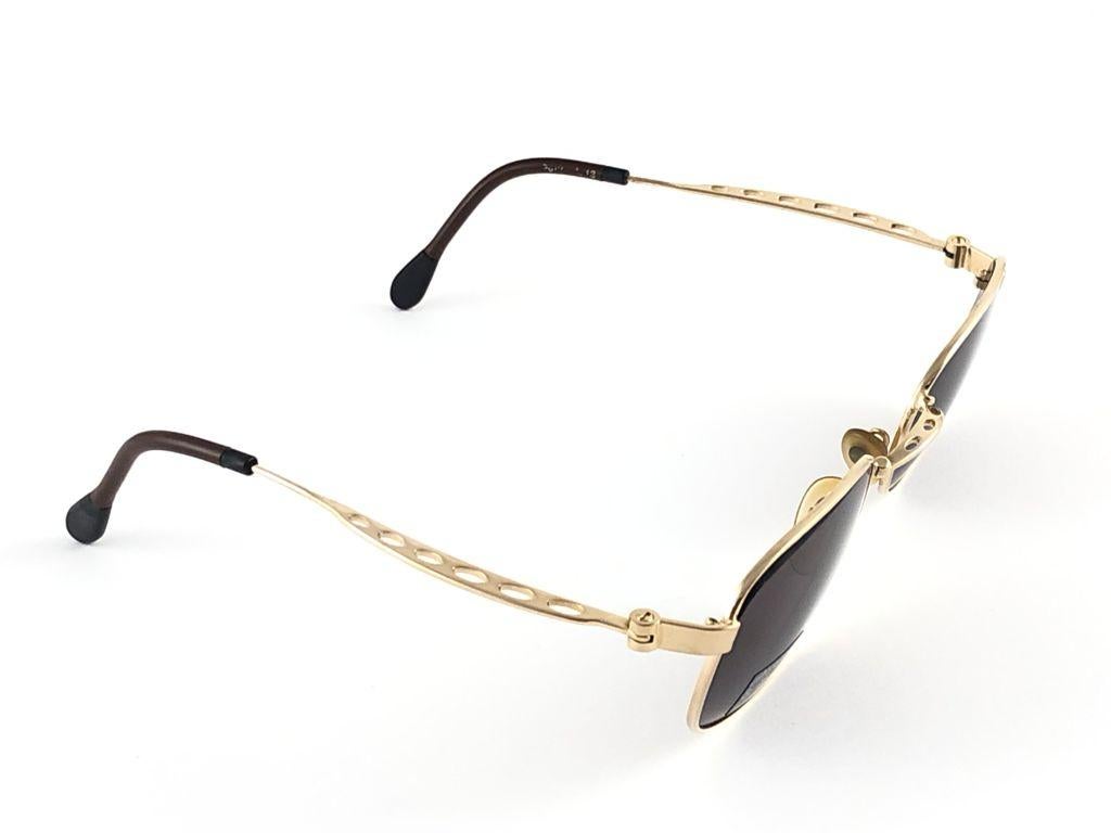 New Vintage Courreges Gold Metallic Frame 1980's Sunglasses Handmade France 1