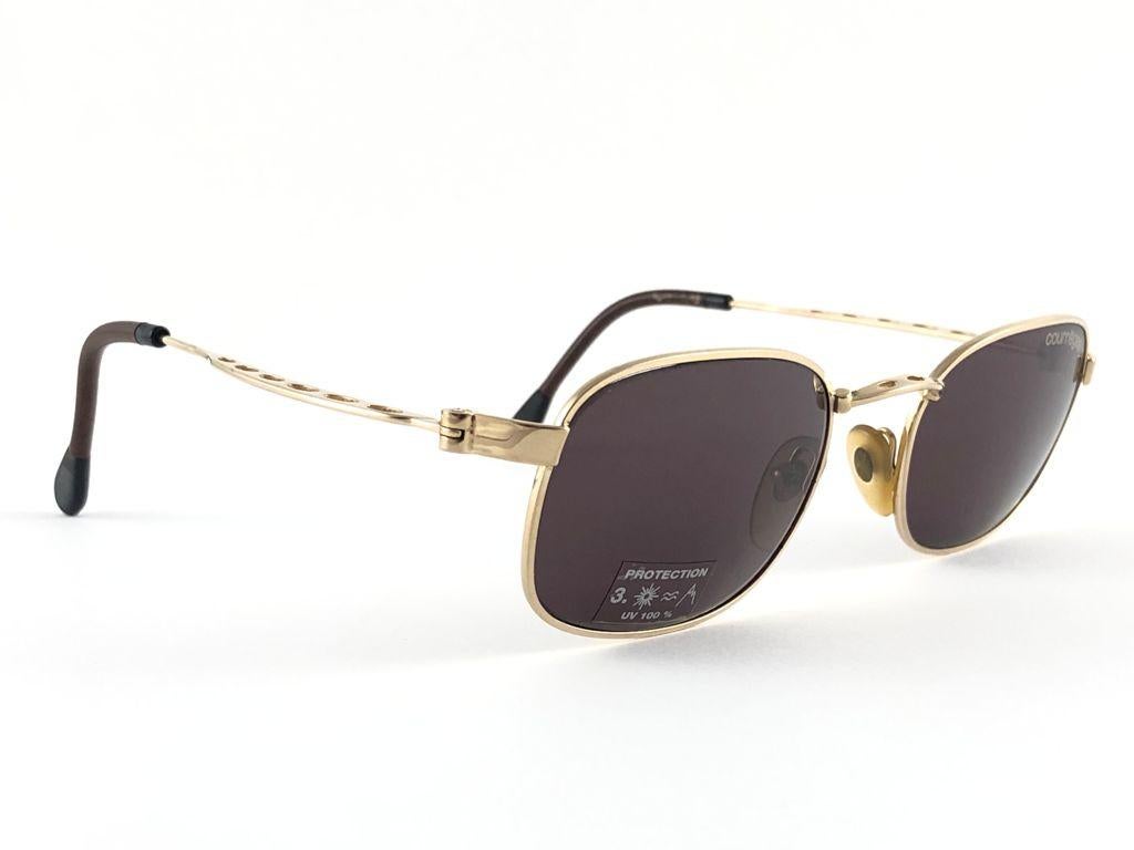 New Vintage Courreges Gold Metallic Frame 1980's Sunglasses Handmade France 2