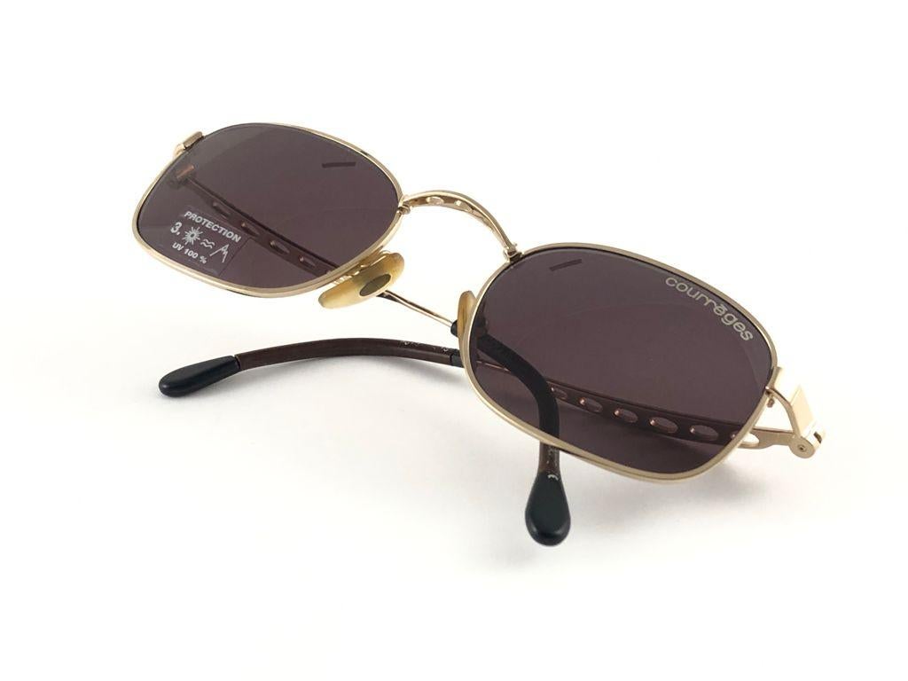 New Vintage Courreges Gold Metallic Frame 1980's Sunglasses Handmade France 3
