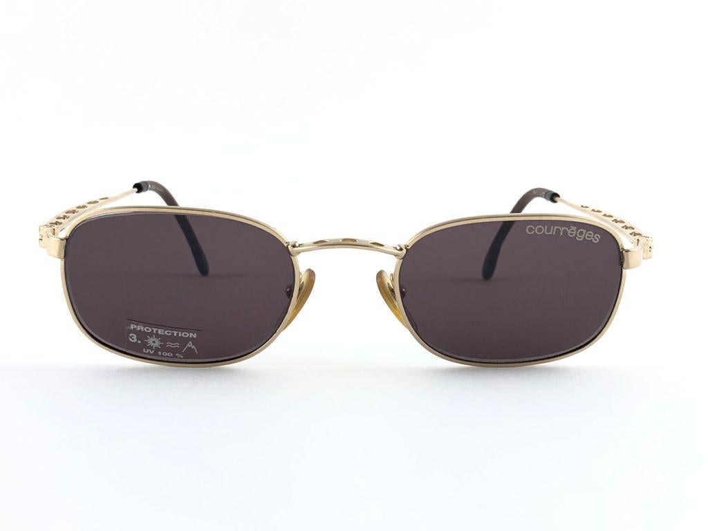 New Vintage Courreges Gold Metallic Frame 1980's Sunglasses Handmade France 4