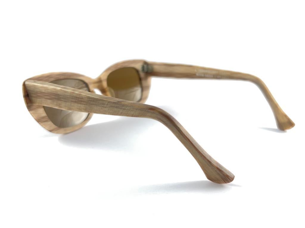 New Vintage Degenhardt Wood Effect Zeiss Umbral Lenses Sunglasses 60'S Germany For Sale 6