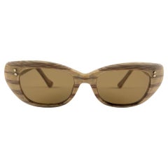 New Vintage Degenhardt Wood Effect Zeiss Umbral Lenses Sunglasses 60'S Germany