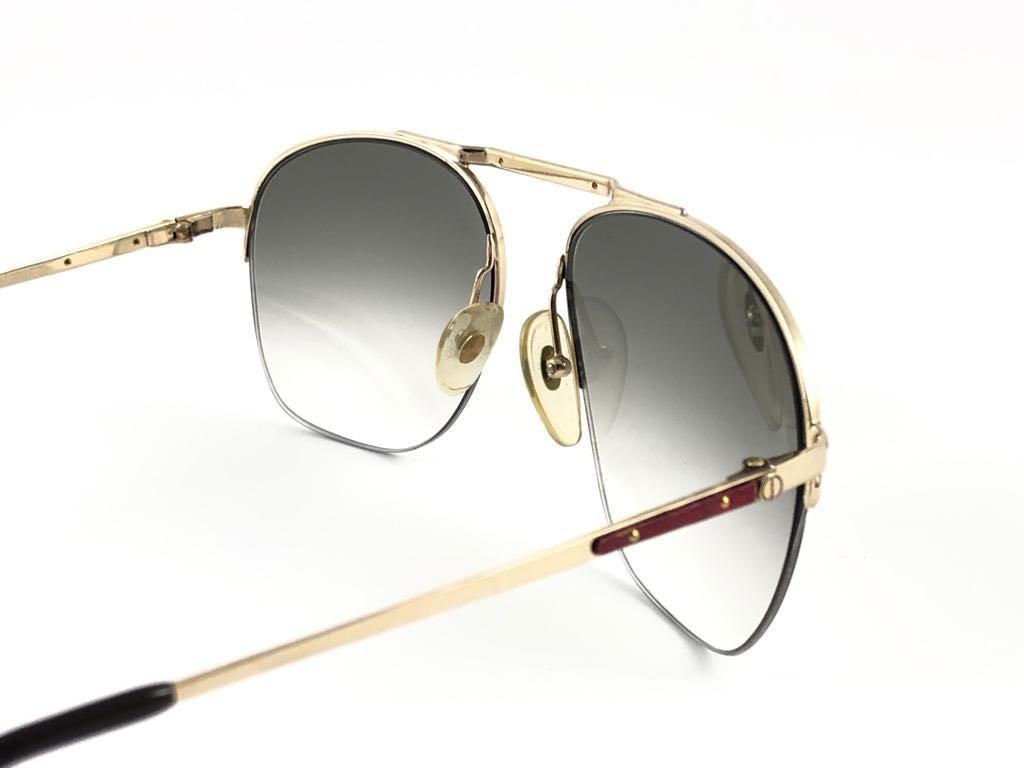 Neu Vintage Dunhill 6022 Halbrahmen-Sonnenbrille mit echten Holzbesatzdetails, Österreich, Vintage für Damen oder Herren im Angebot