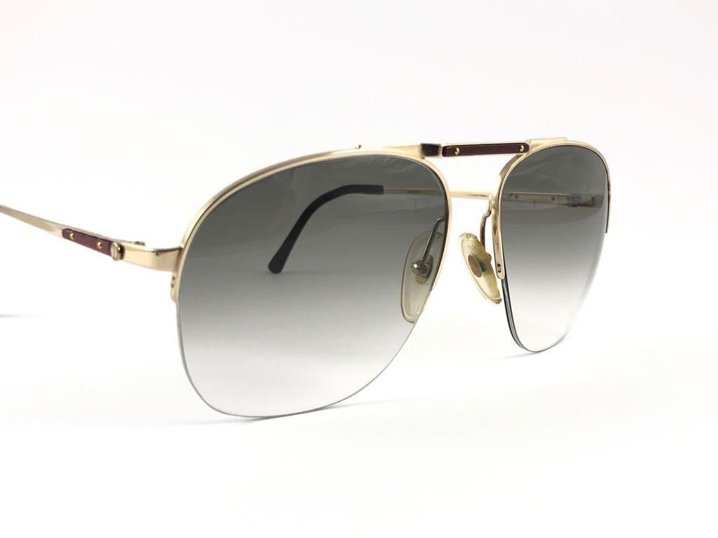 Women's or Men's New Vintage Dunhill 6022 Real Wood Trims Details Half Frame Sunglasses Austria For Sale