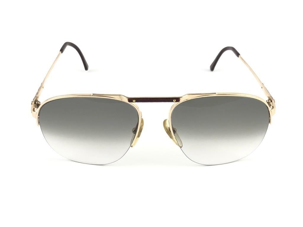 New Vintage Dunhill 6022 Real Wood Trims Details Half Frame Sunglasses Austria For Sale 2