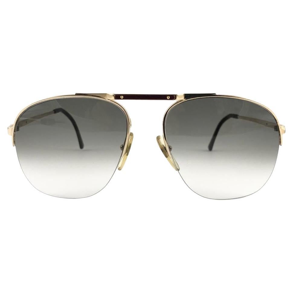 Neu Vintage Dunhill 6022 Halbrahmen-Sonnenbrille mit echten Holzbesatzdetails, Österreich, Vintage im Angebot