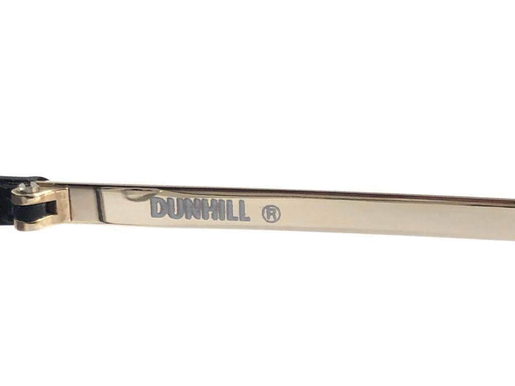 New Vintage Dunhill 6023 Black Frame Aviator Grey Lenses Sunglasses 80's Austria Unisexe en vente
