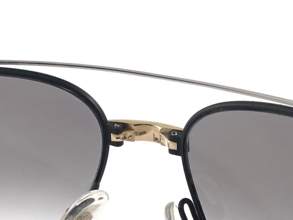 New Vintage Dunhill 6023 Black Frame Aviator Grey Lenses Sunglasses 80's Austria For Sale 3