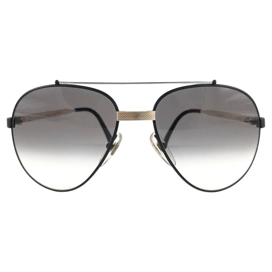 New Vintage Dunhill 6023 Black Frame Aviator Grey Lenses Sunglasses 80's Austria en vente
