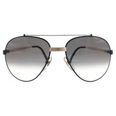 New Vintage Dunhill 6023 Black Frame Aviator Grey Lenses Sunglasses France 