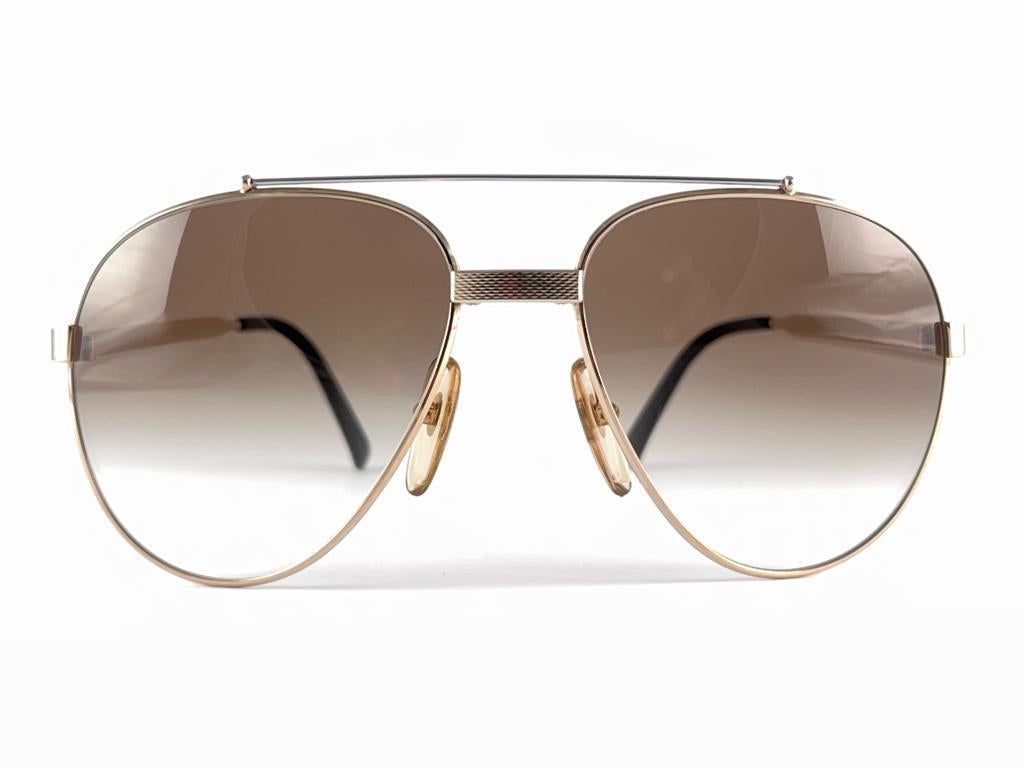 Marron New Vintage Dunhill 6023 Gold Aviator Frame Gradient Lenses Sunglasses Austria en vente