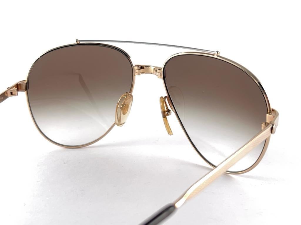 New Vintage Dunhill 6023 Gold Aviator Frame Gradient Lenses Sunglasses Austria en vente 4