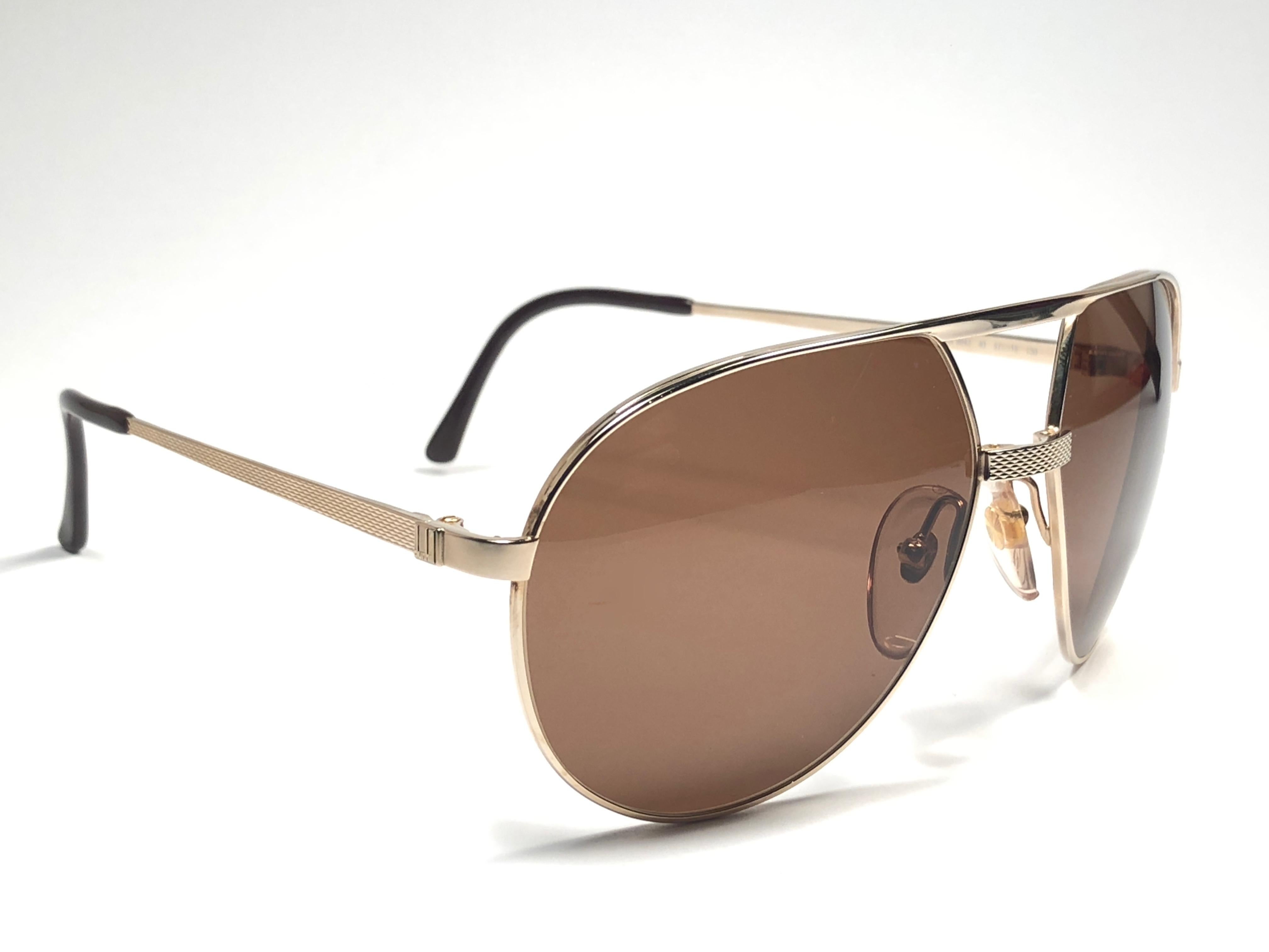 Neu Vintage Dunhill 6042 Gold Frame Brown Lenses Sonnenbrille Österreich (Braun) im Angebot