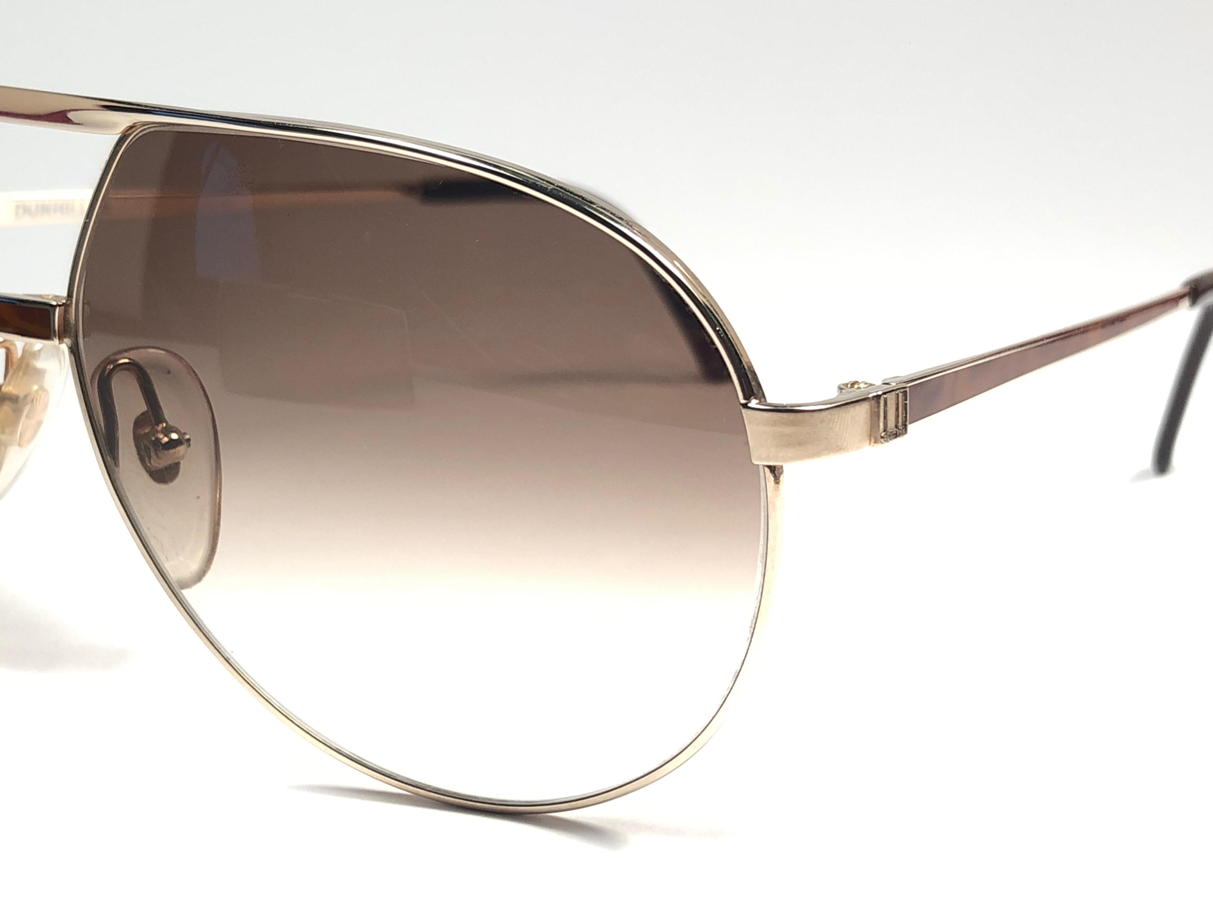 New Vintage Dunhill 6042 Laque Details Frame Aviator Sunglasses France  In New Condition In Baleares, Baleares