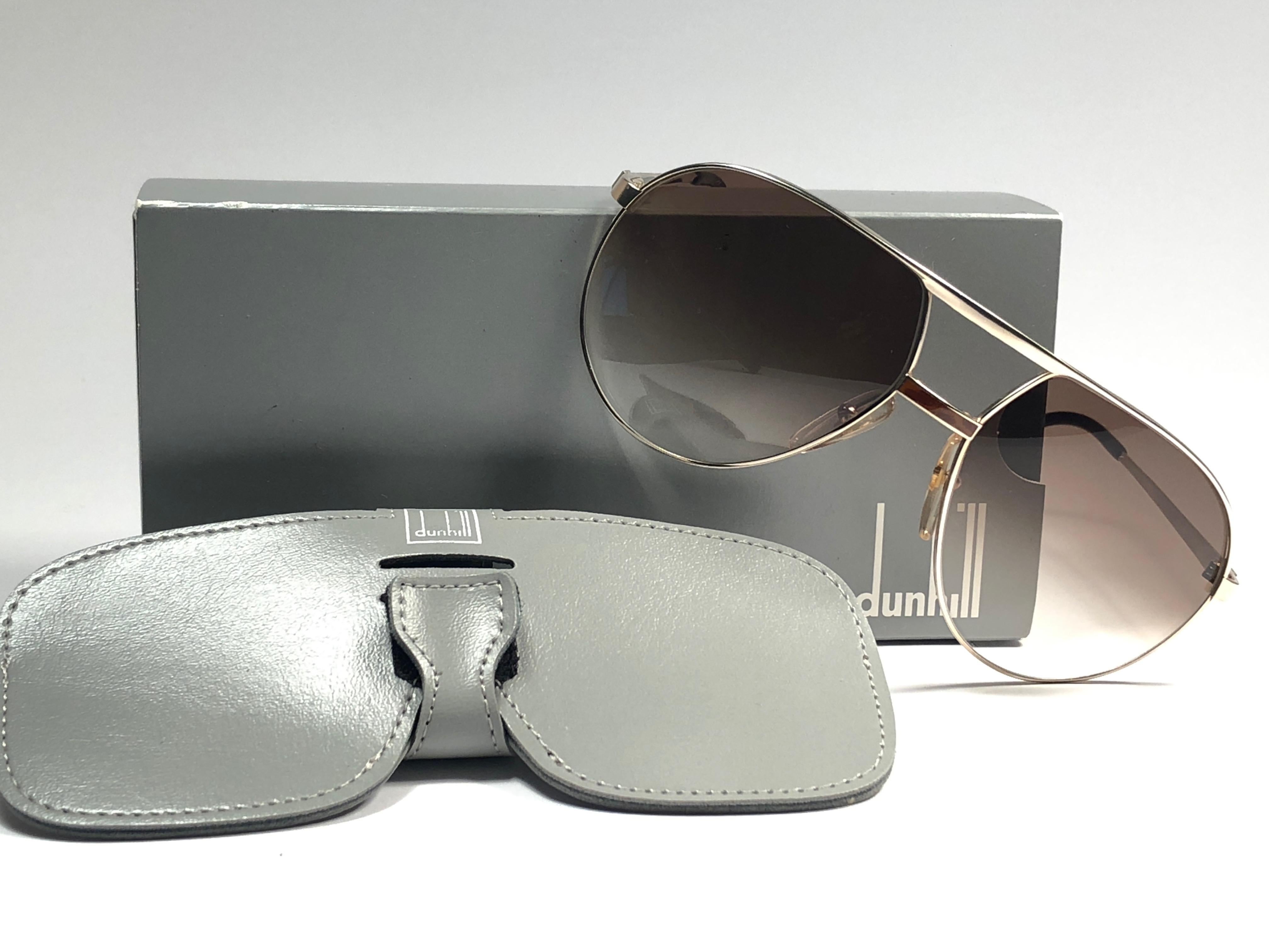 Gray New Vintage Dunhill 6042 Laque Details Frame Aviator Sunglasses France