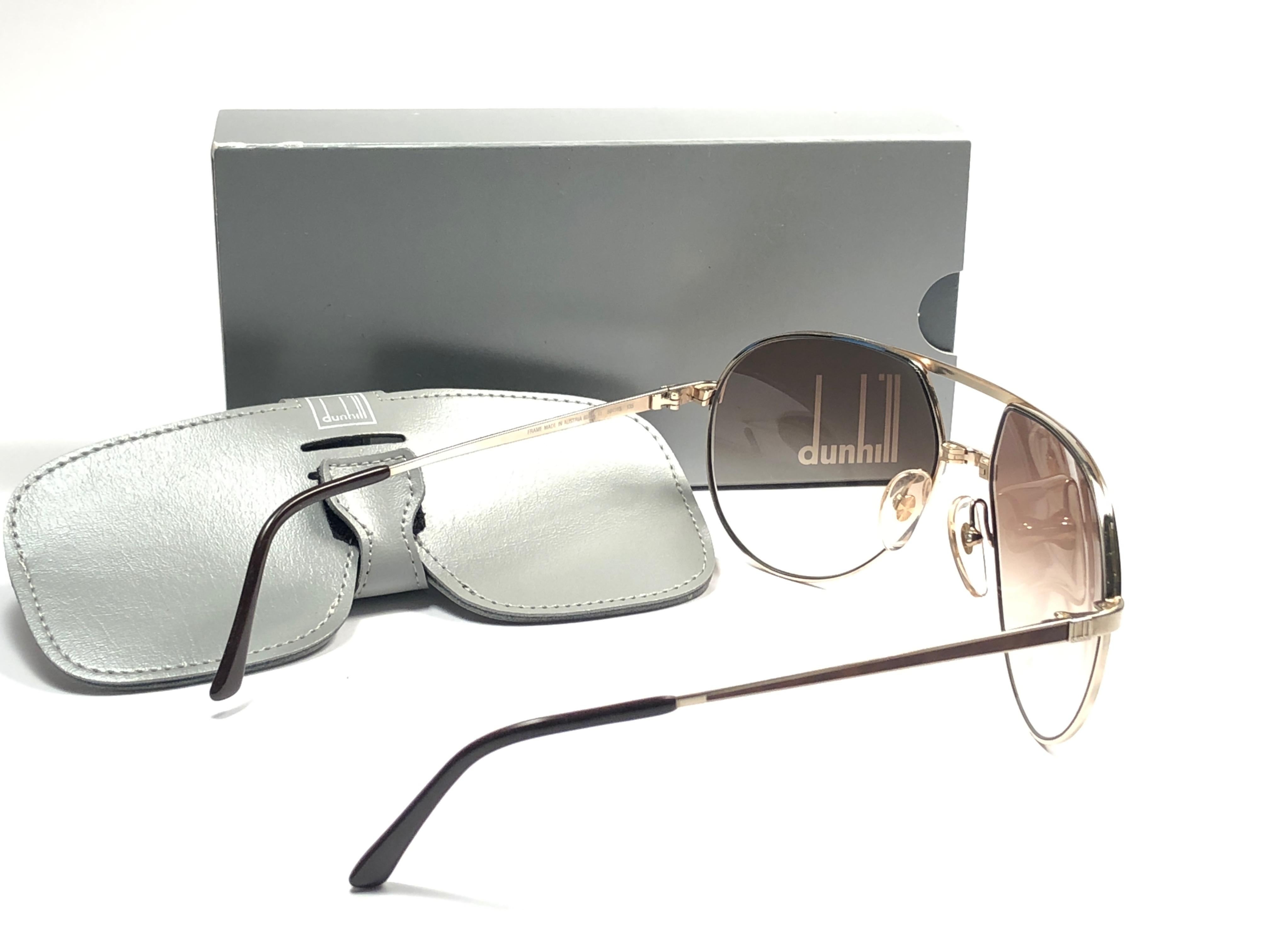New Vintage Dunhill 6042 Laque Details Frame Aviator Sunglasses France In New Condition In Baleares, Baleares