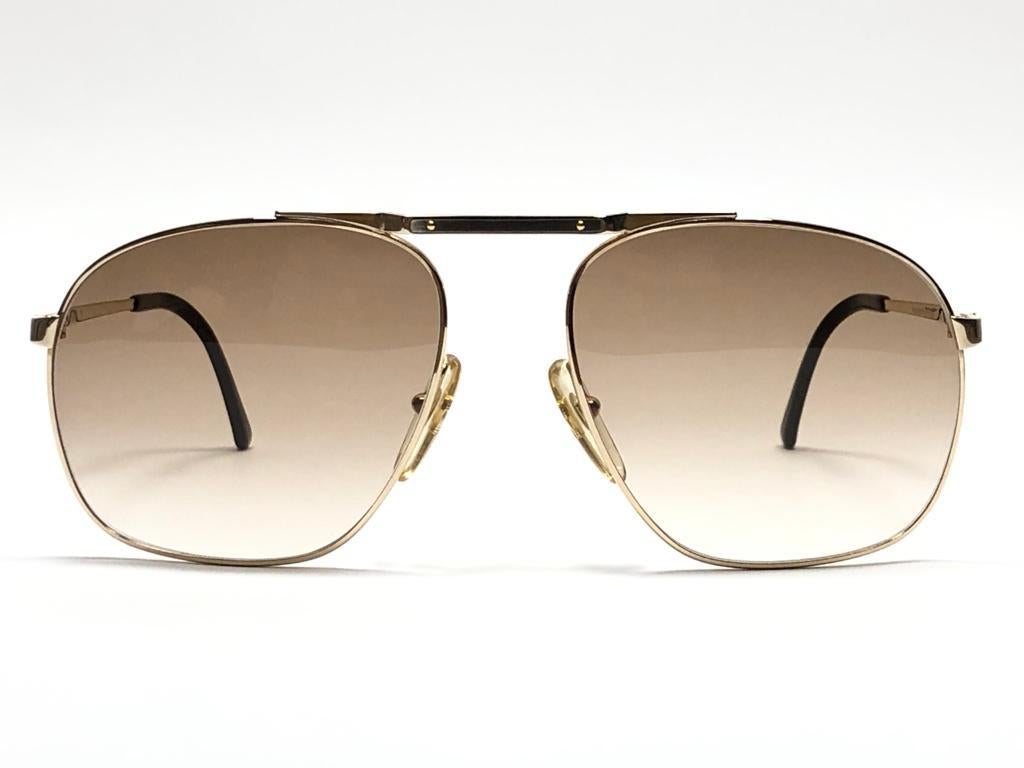 Brown New Vintage Dunhill 6046 Real Wood Trims Details Frame Sunglasses 80's Austria For Sale