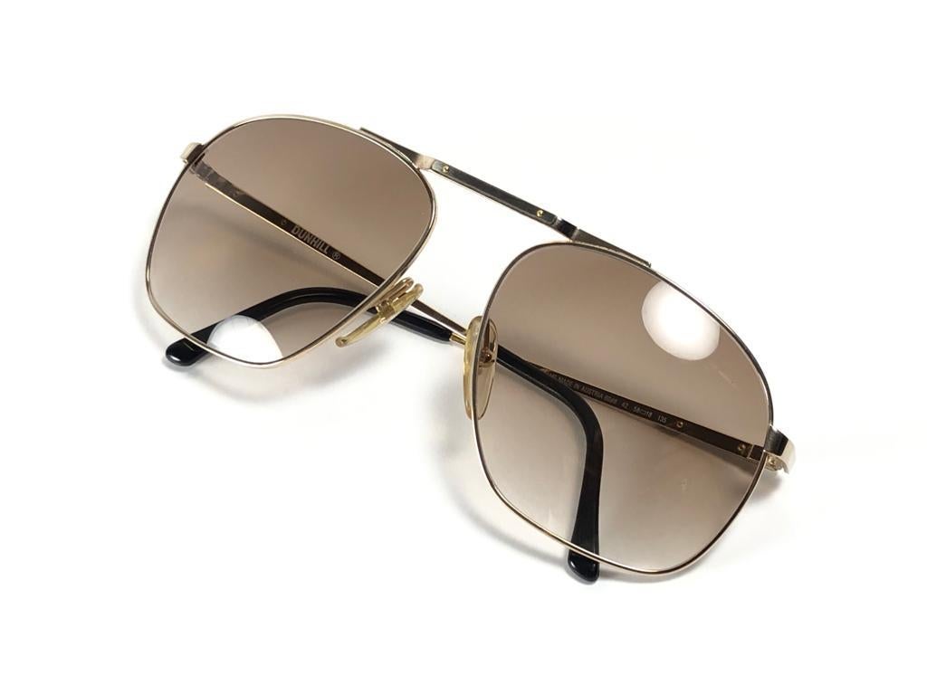 New Vintage Dunhill 6046 Real Wood Trims Details Frame Sunglasses 80's Austria For Sale 5