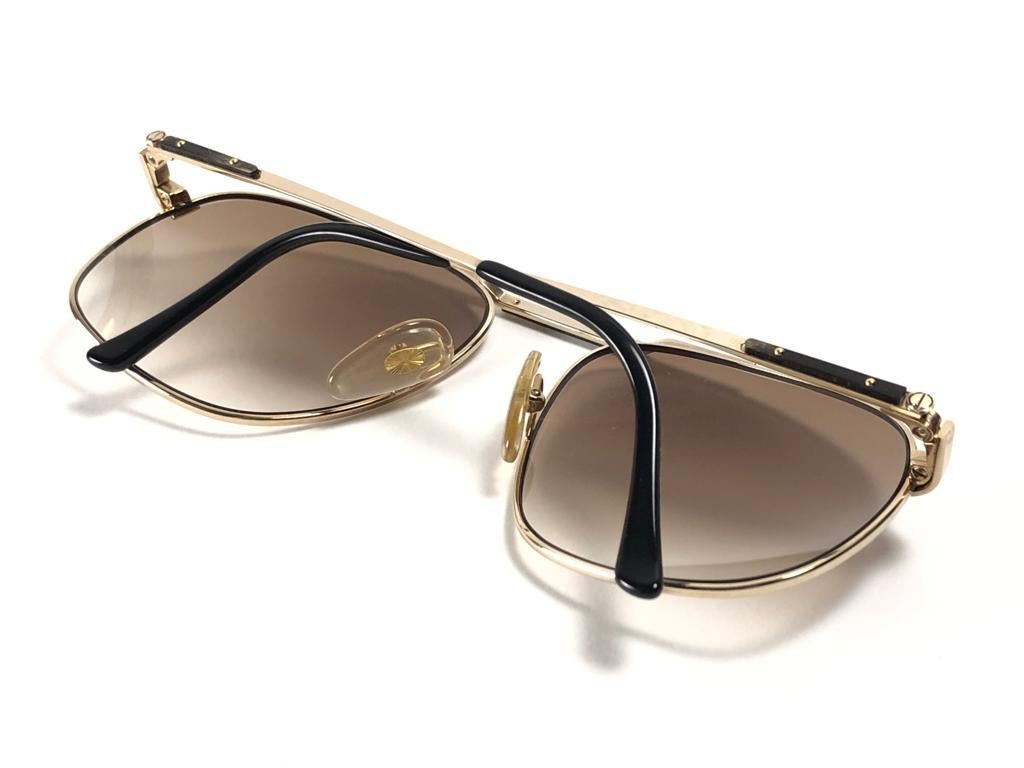 New Vintage Dunhill 6046 Real Wood Trims Details Frame Sunglasses 80's Austria en vente 9