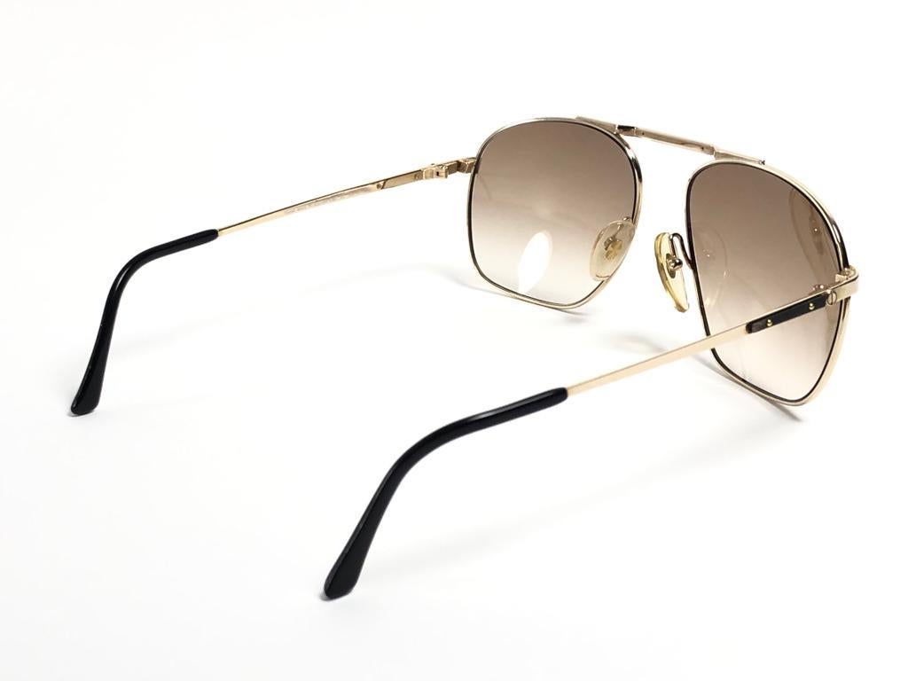 Brown New Vintage Dunhill 6046 Real Wood Trims Details Frame Sunglasses 80's Austria