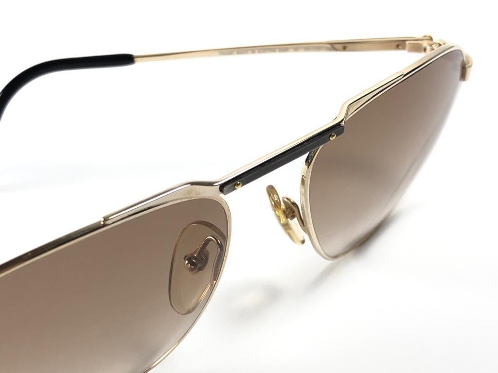 New Vintage Dunhill 6046 Real Wood Trims Details Frame Sunglasses 80's Austria Unisexe en vente