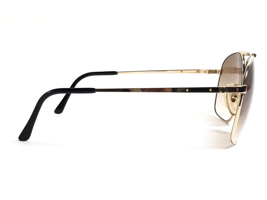 New Vintage Dunhill 6046 Real Wood Trims Details Frame Sunglasses 80's Austria en vente 1