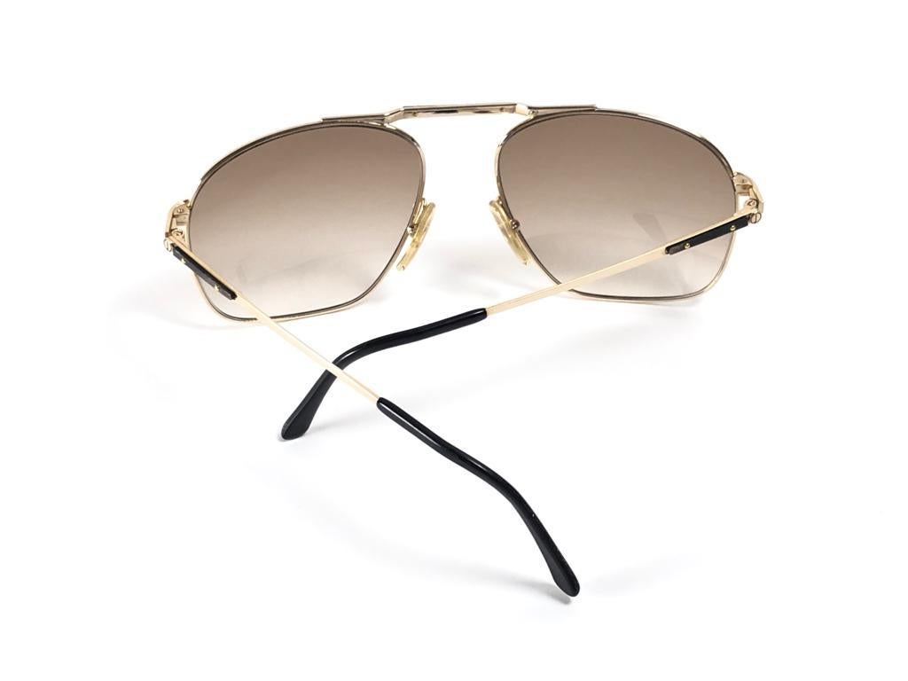 New Vintage Dunhill 6046 Real Wood Trims Details Frame Sunglasses 80's Austria en vente 2