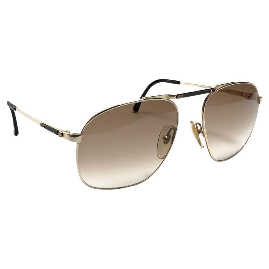 New Vintage Dunhill 6046 Real Wood Trims Details Frame Sunglasses 80's Austria en vente