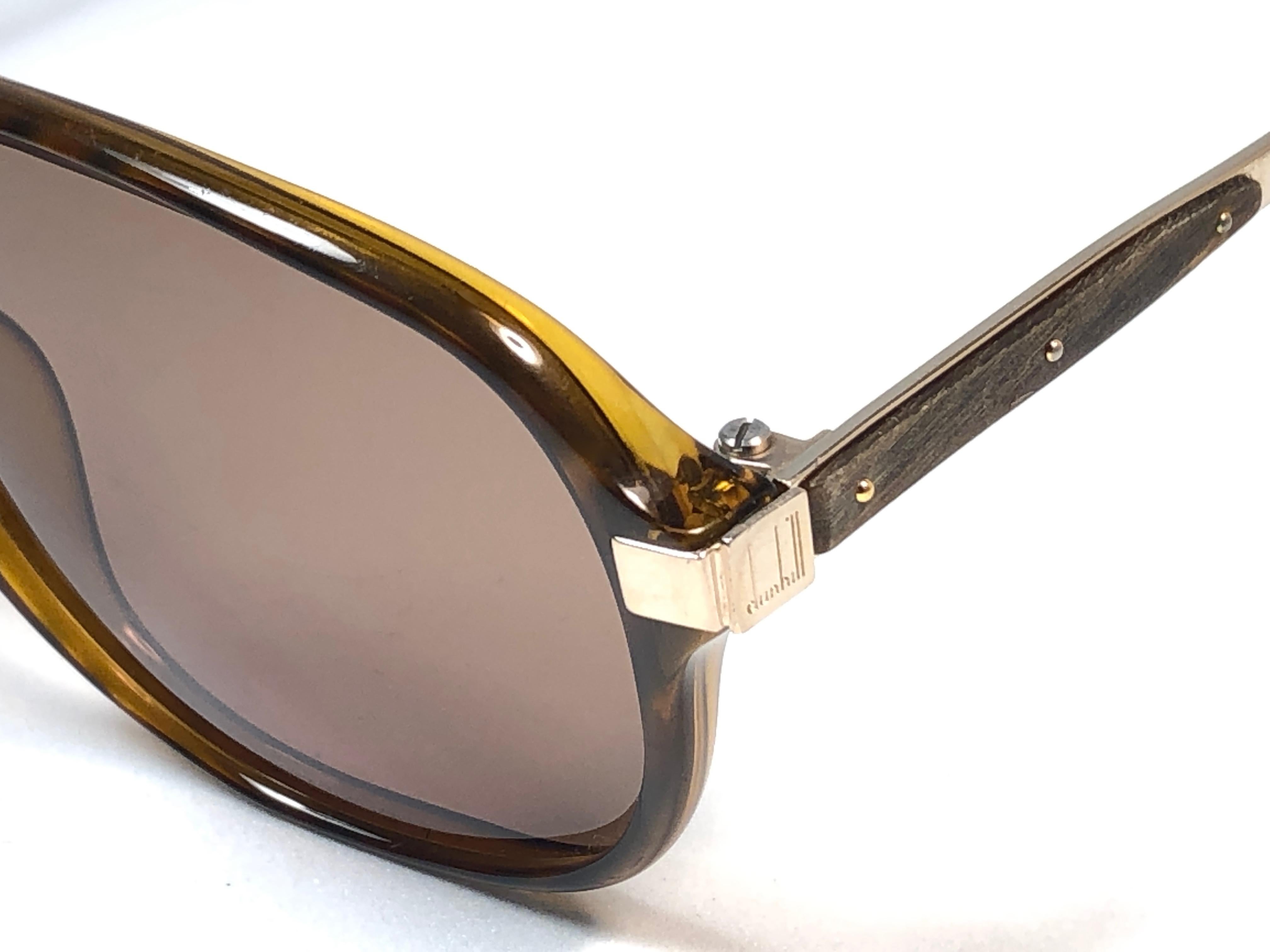 New Vintage Dunhill 6047 Real Wood Trims Lenses Sunglasses Austria Unisexe en vente