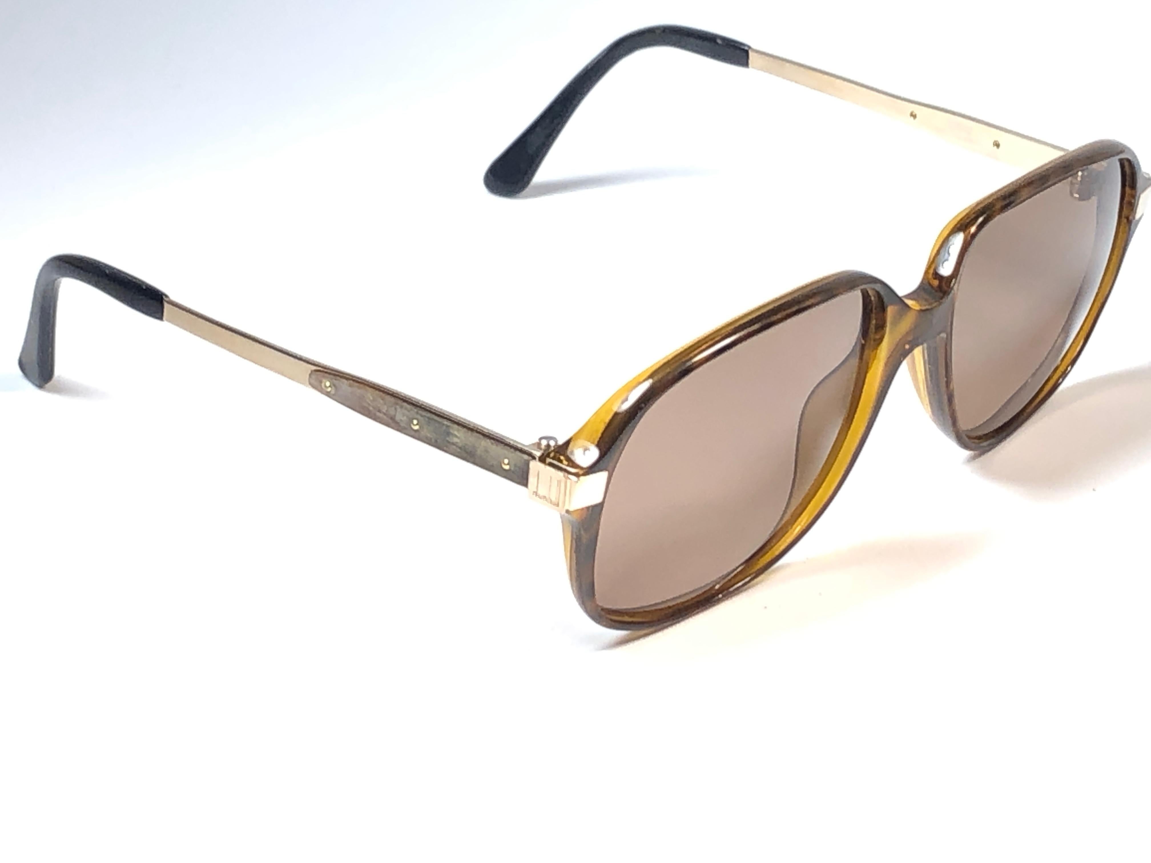 New Vintage Dunhill 6047 Real Wood Trims Lenses Sunglasses Austria en vente 3