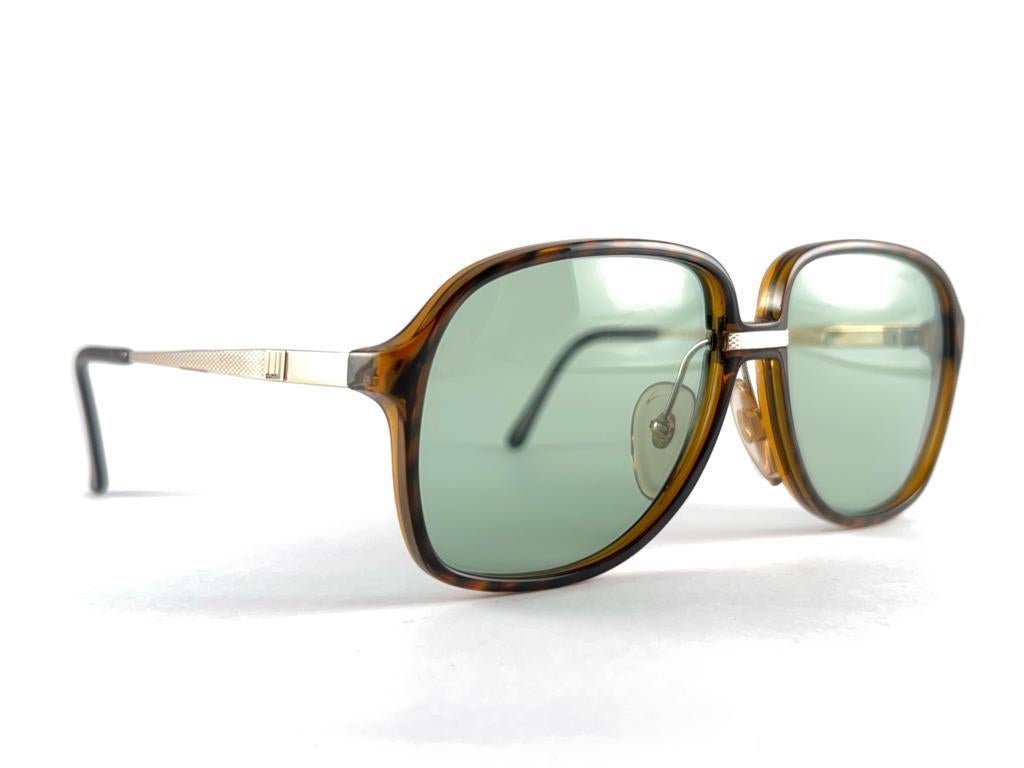 New Vintage Dunhill 6053 Amber Tortoise Oversized Sunglasses 1980's Austria In Excellent Condition For Sale In Baleares, Baleares