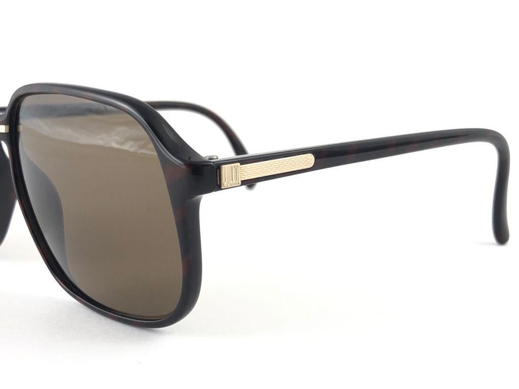 Gray New Vintage Dunhill 6060 Dark Tortoise Oversized Sunglasses 1980's Austria For Sale