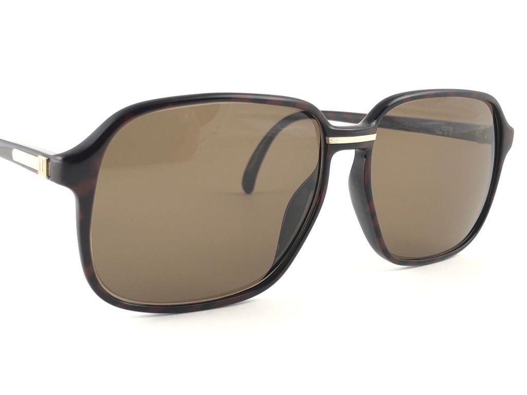 New Vintage Dunhill 6060 Dark Tortoise Oversized Sunglasses 1980's Austria Unisexe en vente