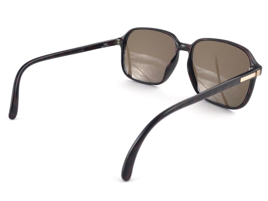 New Vintage Dunhill 6060 Dark Tortoise Oversized Sunglasses 1980's Austria For Sale 1