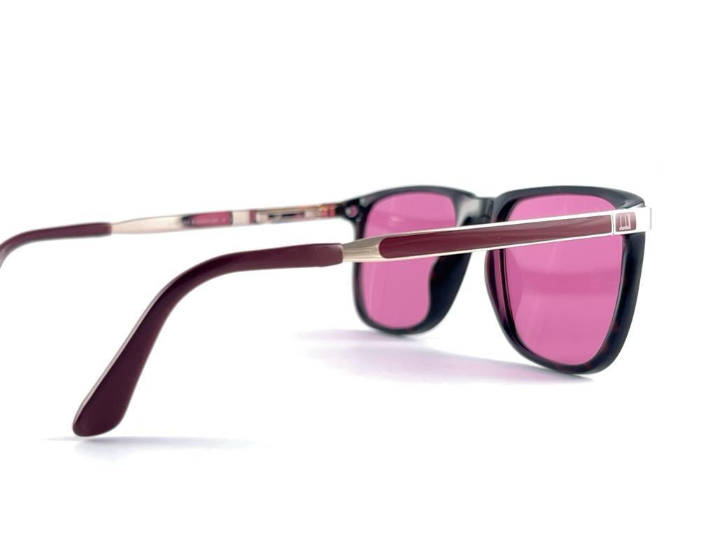 Women's or Men's New Vintage Dunhill 6062 Tortoise Burgundy & Silver Frame Sunglasses 80S Austria For Sale