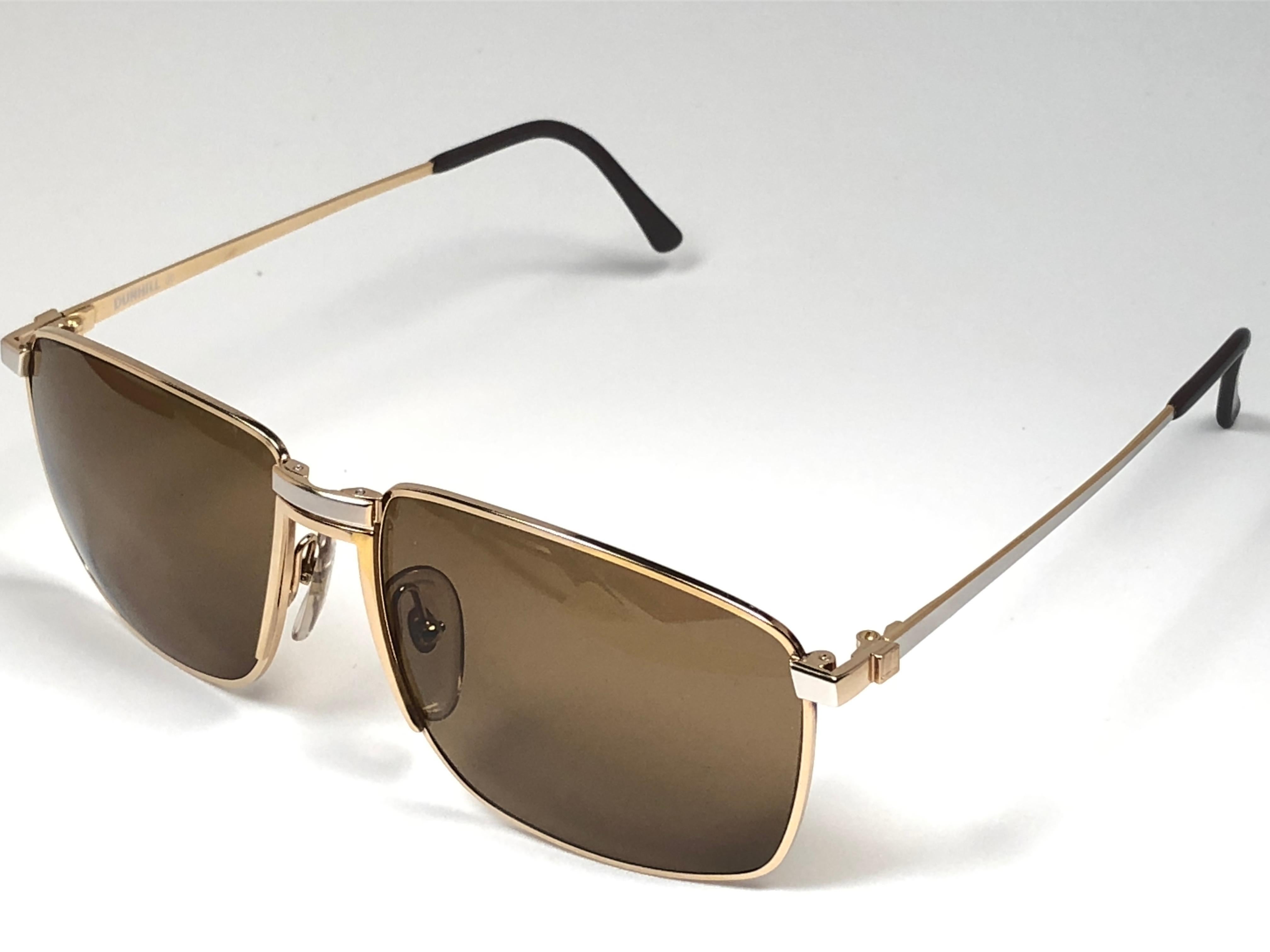 Nuevo Vintage Dunhill 6071 Gafas de sol con montura grande y lentes marrones Austria Marrón en venta