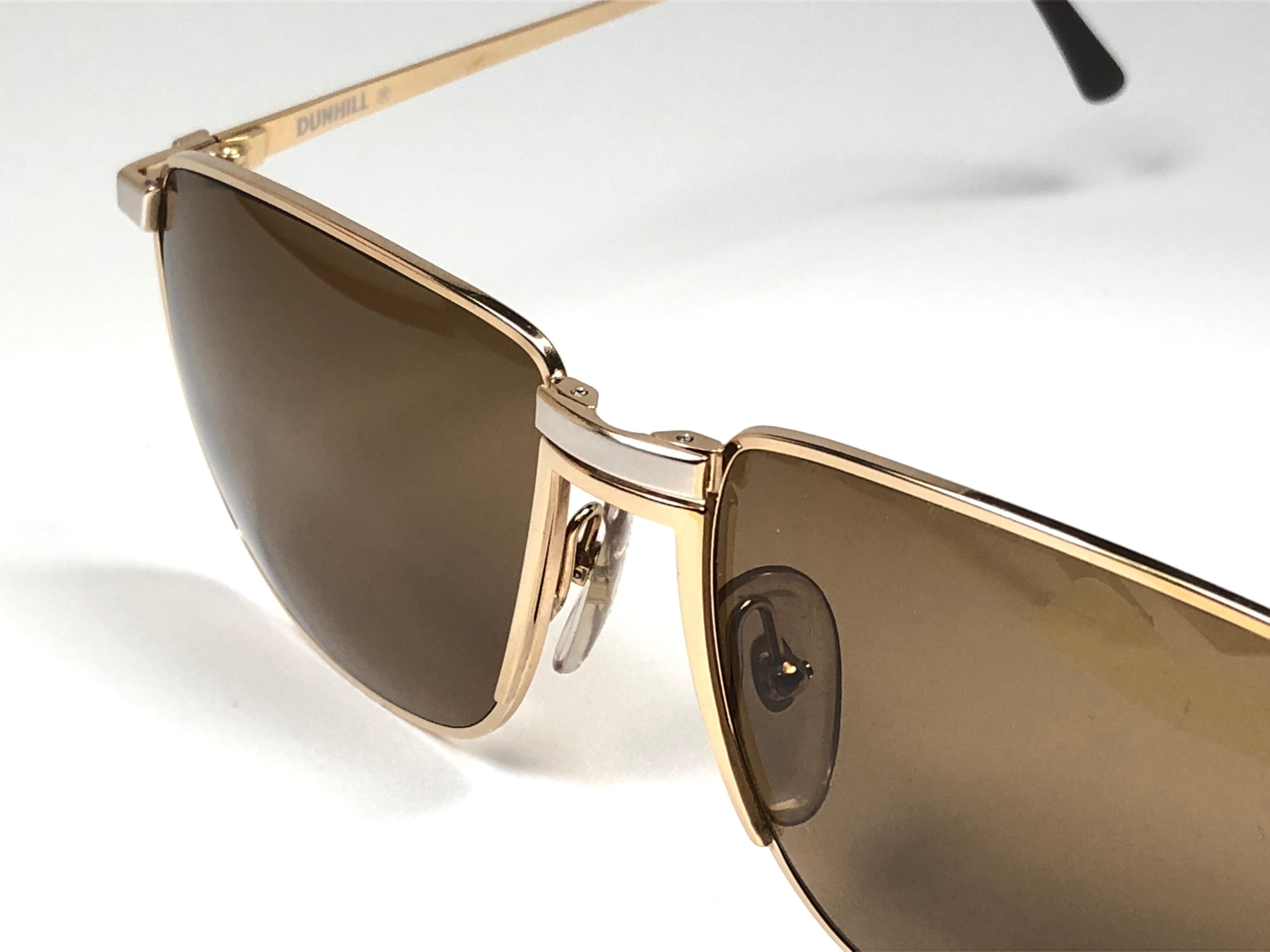 New Vintage Dunhill 6071 Oversized Frame Brown Lenses Sunglasses Austria Unisexe en vente