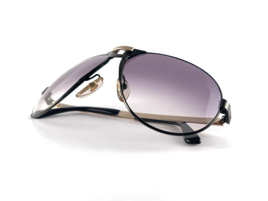 Neu Vintage Dunhill 6083 Schwarzer Rahmen Aviator Gradient Lenses Sonnenbrille Österreich im Angebot 7