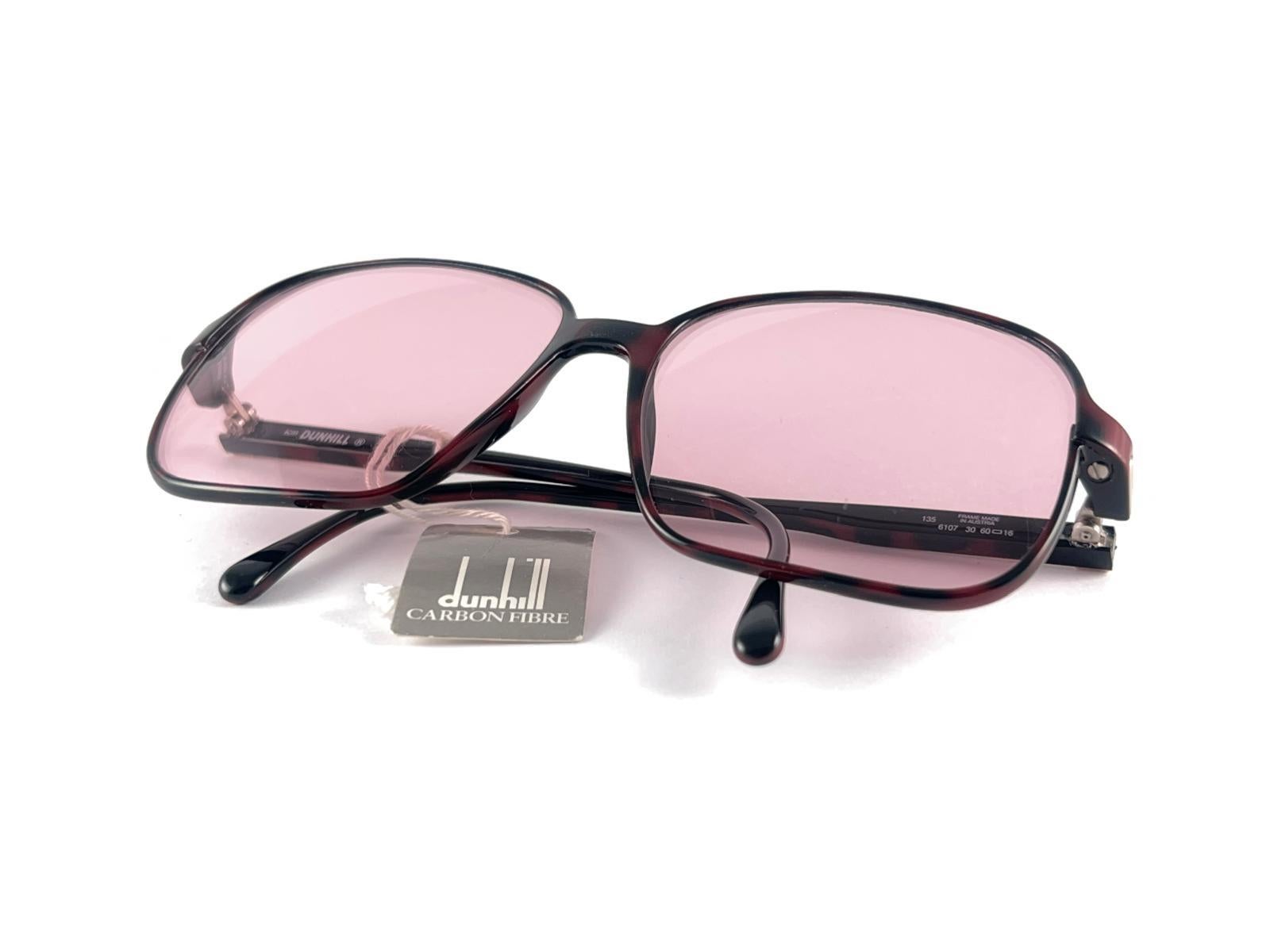 New Vintage Dunhill 6107 Burgundy Tortoise Pink Lenses Sunglasses 1980'S Austria For Sale 10