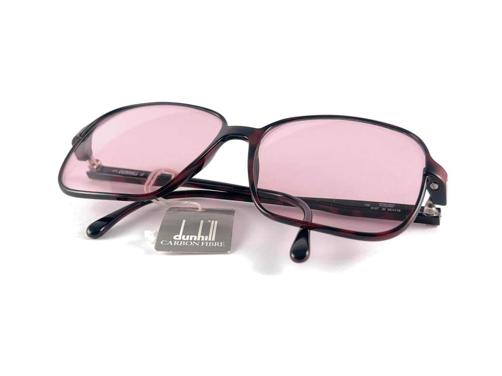 New Vintage Dunhill 6107 Burgundy Tortoise Pink Lenses Sunglasses 1980'S Austria For Sale 9