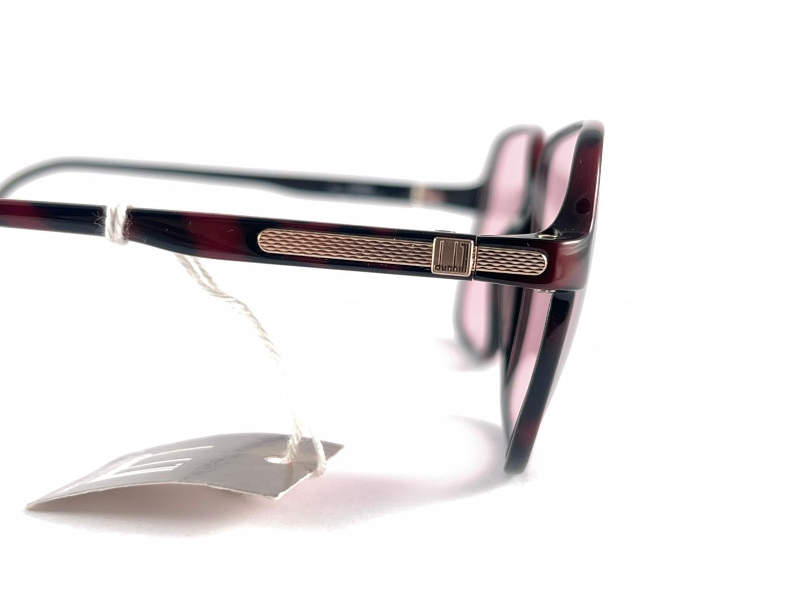 Red New Vintage Dunhill 6107 Burgundy Tortoise Pink Lenses Sunglasses 1980'S Austria For Sale