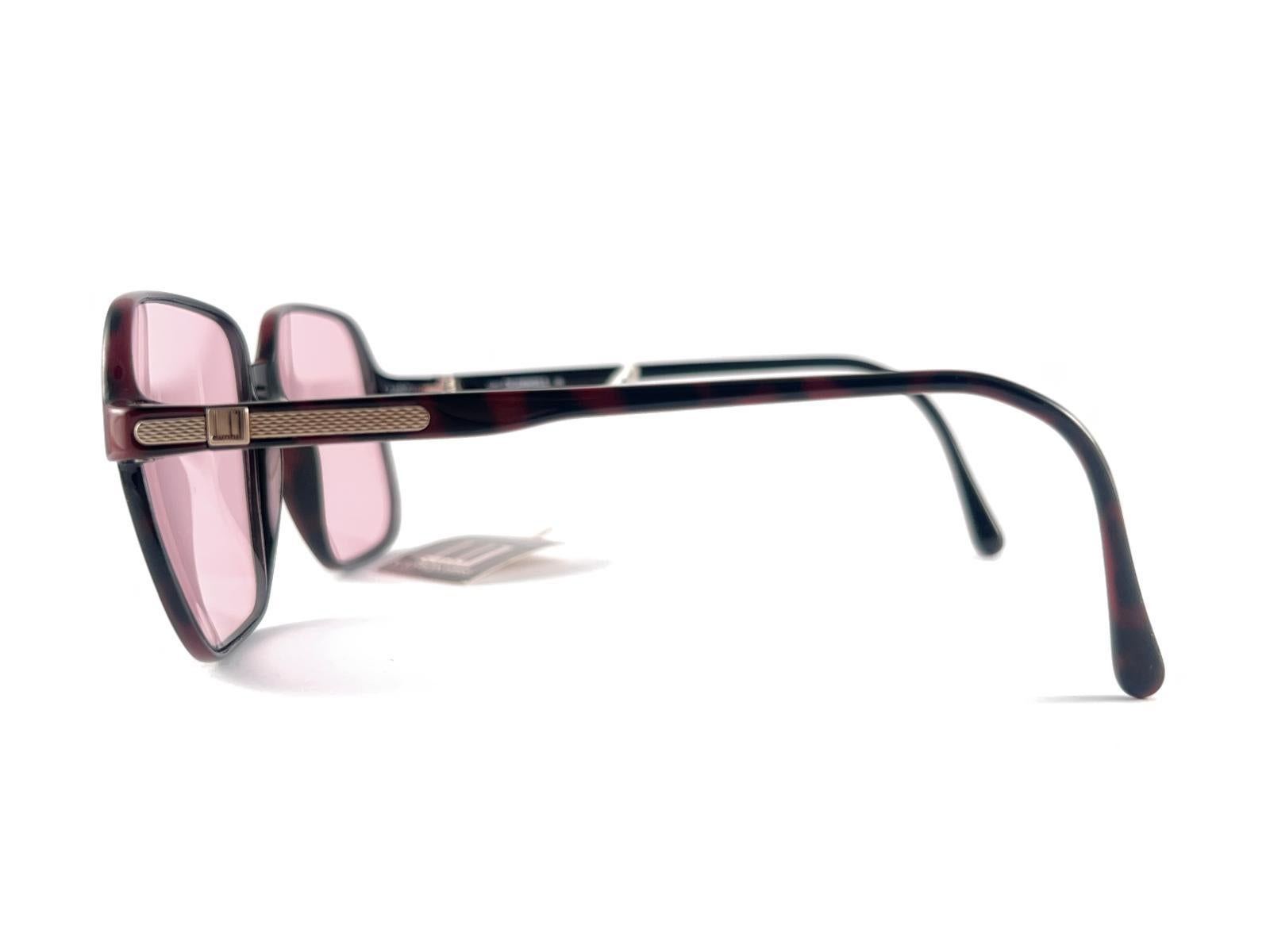 Women's or Men's New Vintage Dunhill 6107 Burgundy Tortoise Pink Lenses Sunglasses 1980'S Austria For Sale
