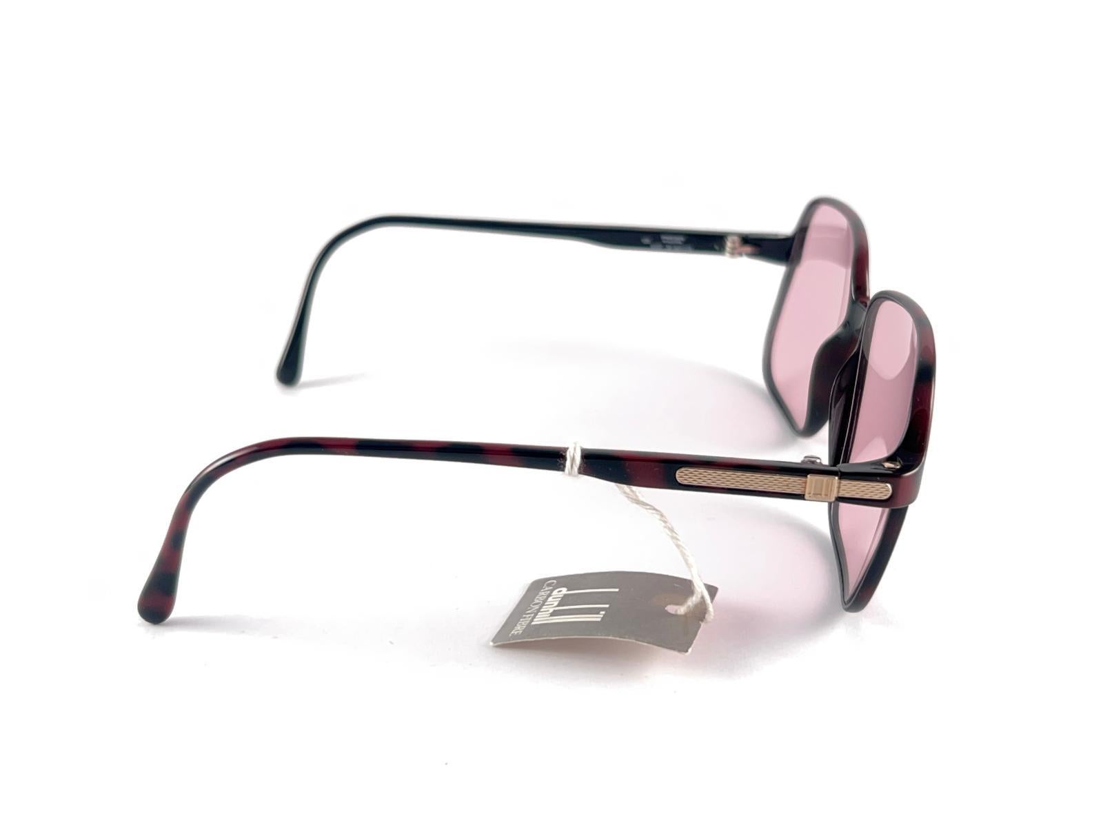 New Vintage Dunhill 6107 Burgundy Tortoise Pink Lenses Sunglasses 1980'S Austria For Sale 3