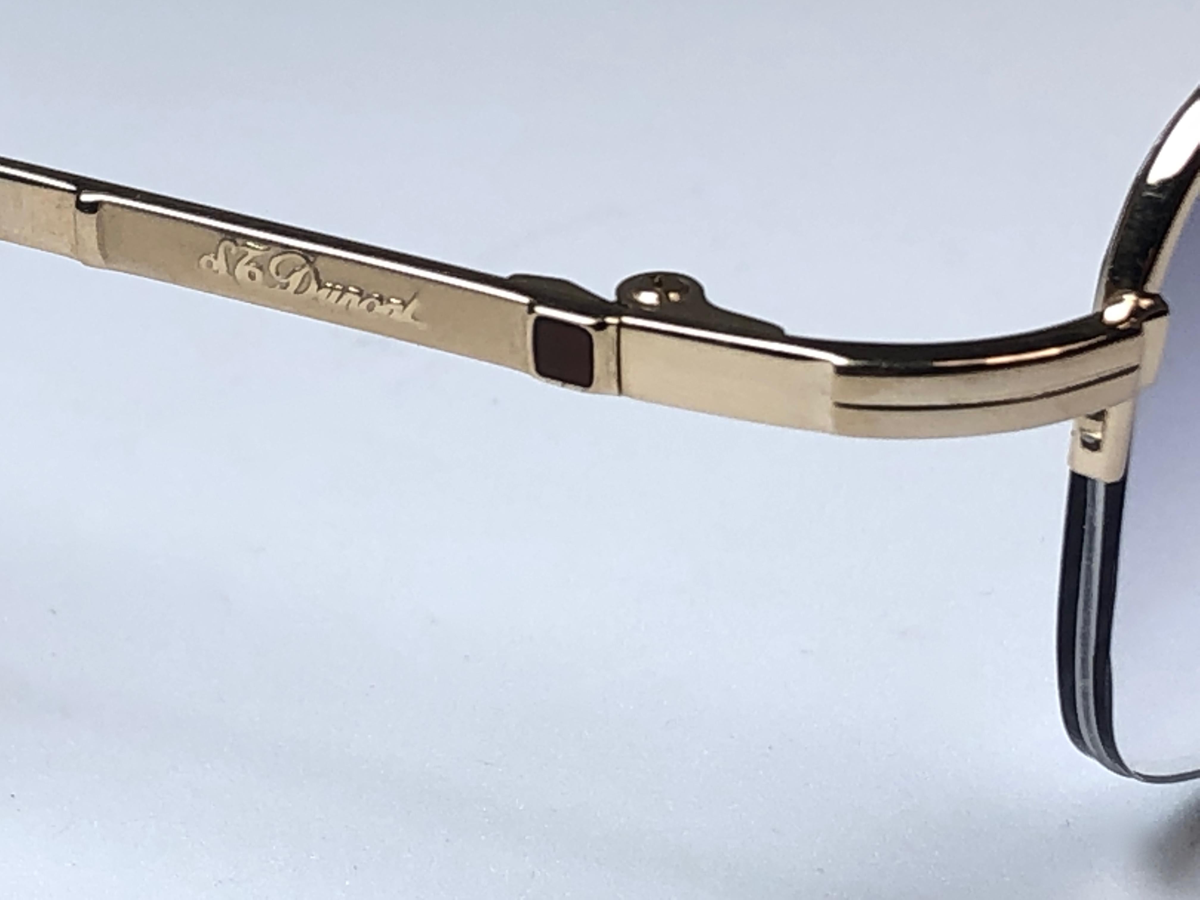 Gray New Vintage Dupont 23k Half Frame Plated Gold 1990 Sunglasses Switzerland  For Sale