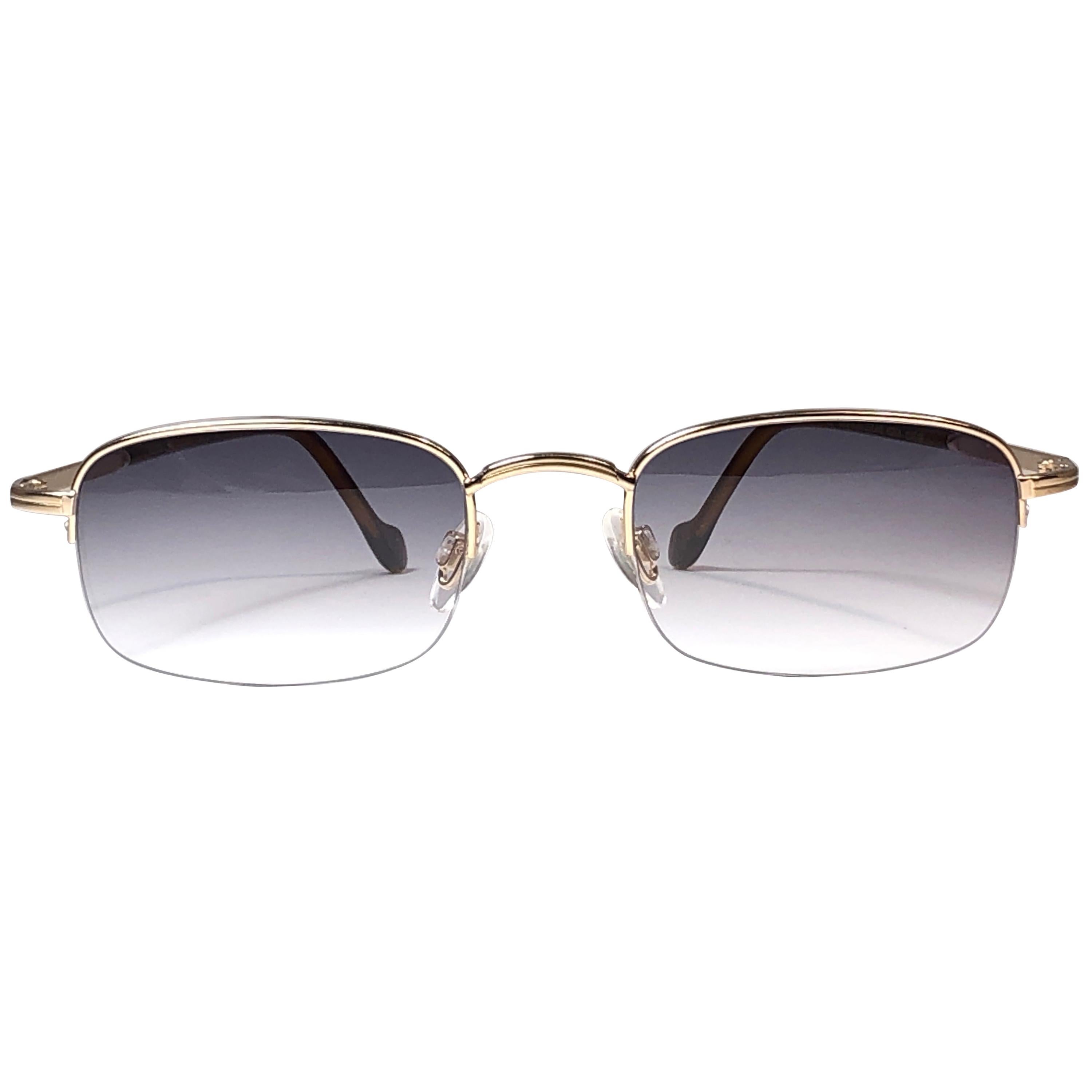 New Vintage Dupont 23k Half Frame Plated Gold 1990 Sunglasses Switzerland  For Sale